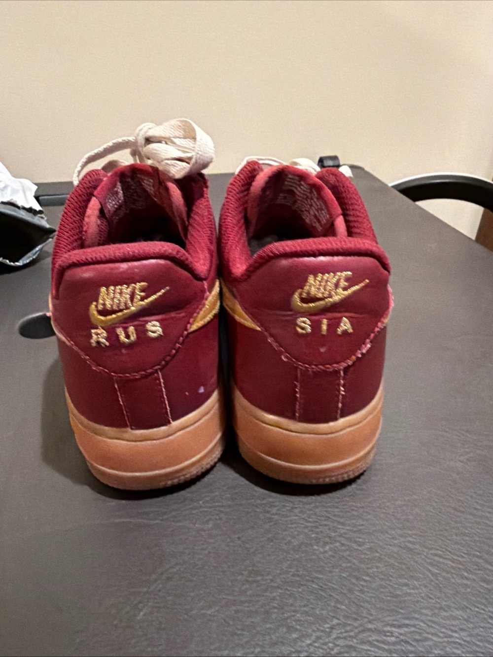 Nike Kids Burgundy & Tan Lace-Up Sneakers